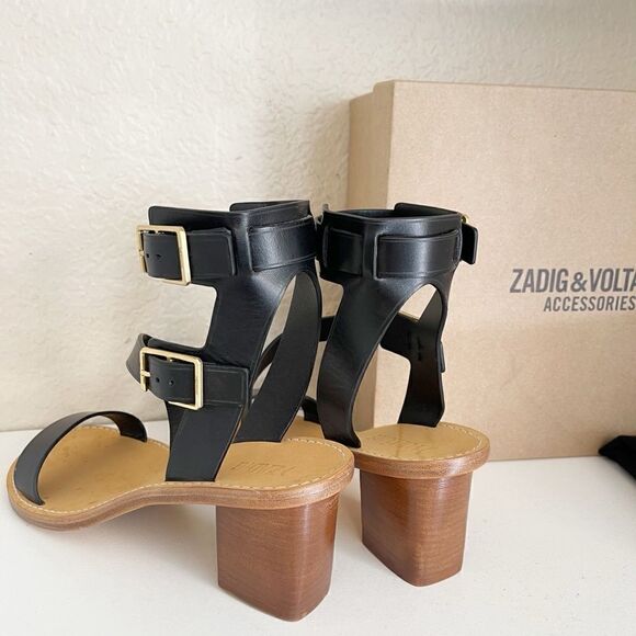 Zadig & Voltaire Leather sandal Cecilia Caprese black heeled sandal Size… - Picture 14 of 17